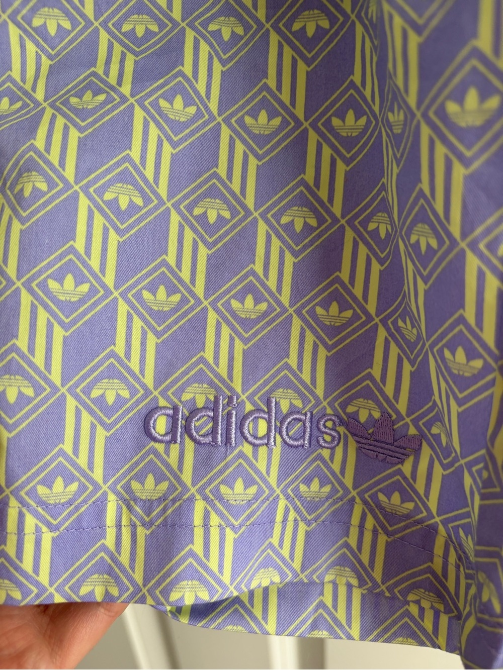 adidas Lavender & Light Lime Geo Icon Print drawstring athletic shorts size M - Picture 4 of 13
